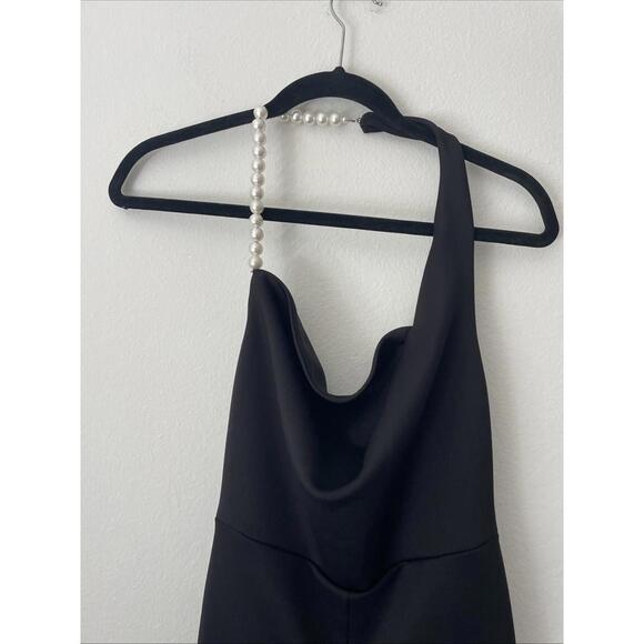 Revolve Khanums Kate Pearl Trim Jumpsuit in Black NWT Size Medium $554 msrp - Picture 8 of 11